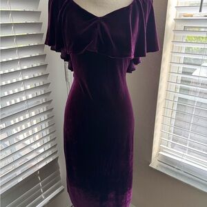 Unique Vintage Plum Off-Shoulder Wiggle Dress